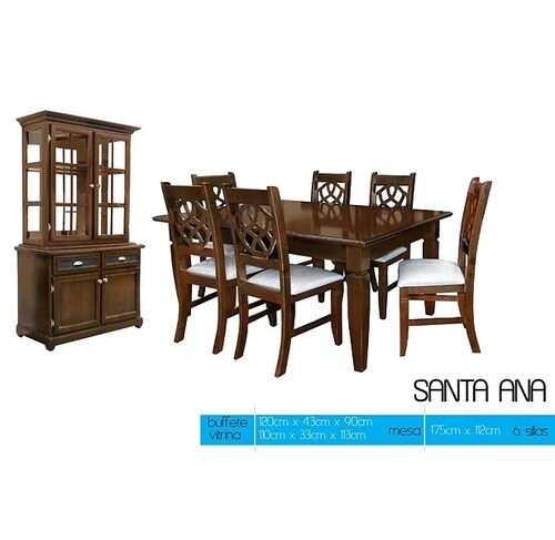 Antecomedor Santa Ana 6 Sillas - Nogal - Kessa.