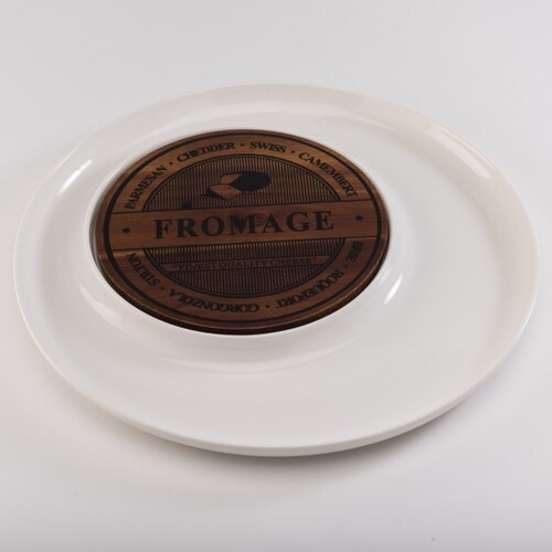 Botanero Ceramica Y Acacia - Blanco, Cafe - Kessa
