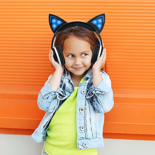 Audífonos de Diadema Head Set Cosplay Orejas de Gato Michi Neko Negro / Master / MS-EARCATB