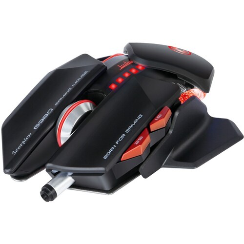 Mouse MARVO G980 rojo y negro, Sensor optico PAN 3325, 6000 dpi, 7D 6 botones programables