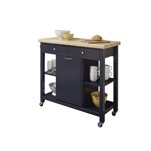 Carrito de Servicio con gabinete para basura Azul - Coaster 102675.