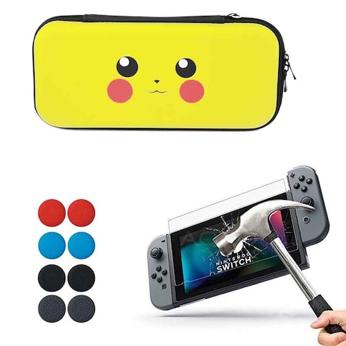Nintendo Switch Estuche Viajero + Mica + Grips (Pikachu)