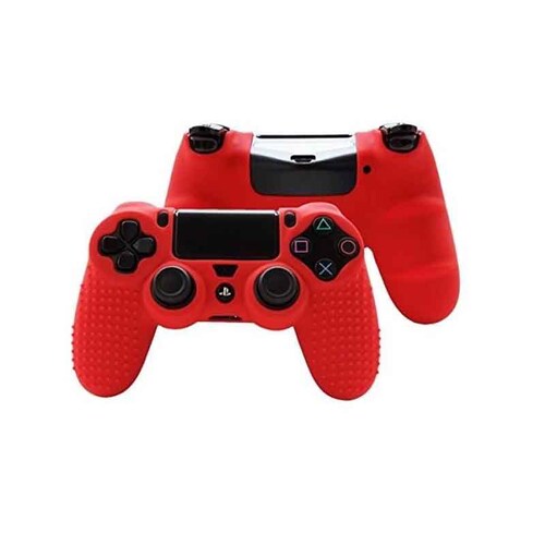 Ps4 Funda Texturizada Silicona + Grips Pro (Rojo)