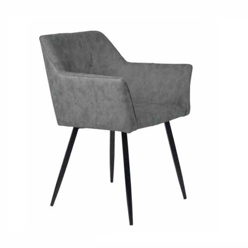 Sillon Ocasional Benz Tela Gris Pata Cromo Gris y Cromo - Kessa