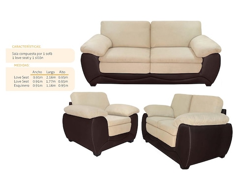 Sala  Modelo Toledo 3 2 1 - Beige - Kessa