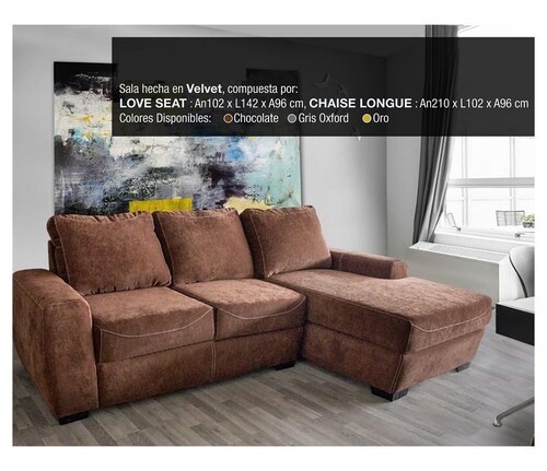 Sala  Modelo Madrid Chaise Longue - Chocolate - Kessa