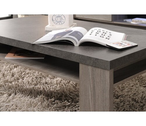 Mesa De Centro Modelo Alaska Pino Cenizo Gris Y Gris Cemento Obscuro - Kessa