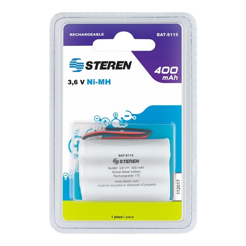 Pila telefónica recargable NiMH de 3.6 Vcc, 400 mAh 