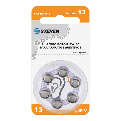Pila tipo botón "ZA13" para aparatos auditivos
