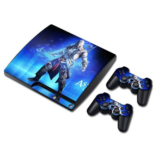 PS3 Slim Skin Estampas Para PlayStation 3 Slim (Assassins Creed Azul)