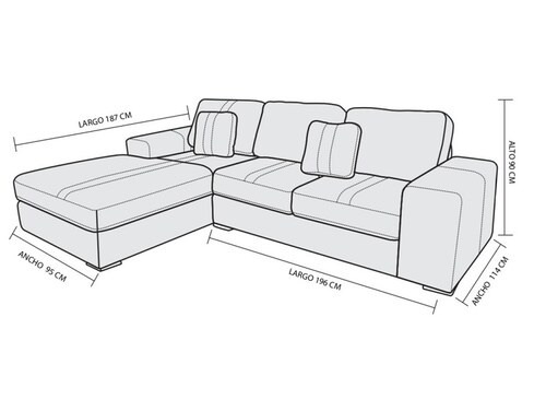 Sala Modelo Palermo Chaise Longue Varios Colores - Kessa.