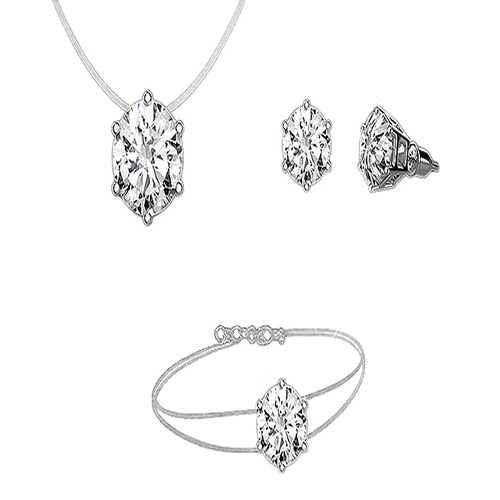 Juego de aretes y collar Sparkling Crystal, Ocean Heart