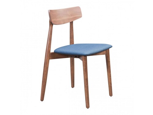Silla De Comedor Modelo Newman Nuez/Azul Tinta - Kessa