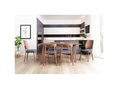 Silla De Comedor Modelo Newman Nuez/Azul Tinta - Kessa
