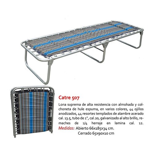 Catre Almohada Plegable Lona Suprema Resistencia Camping Jaco