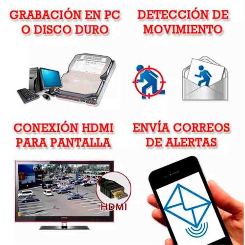 Kit Cctv Circuito Cerrado Vigilancia 720p 4 Camaras Bullet