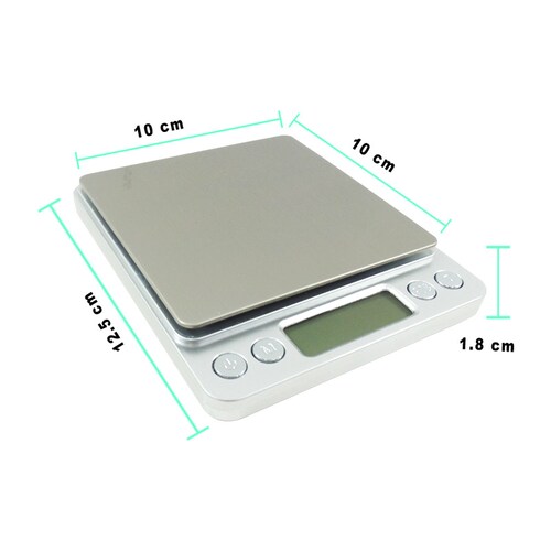 Bascula Multiusos Gramera 2 Kg Digital Plata Cromada Obi 