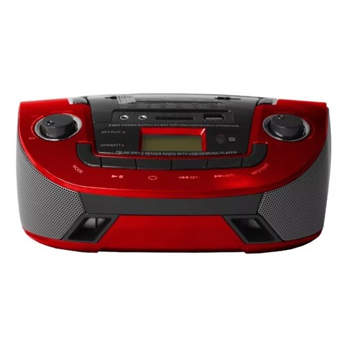 Radio FM Akustik AK-2508UR1R Rojo, USB Micro SD