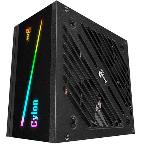 Fuente de poder Gamer AEROCOOL Cylon RGB 600W 80 Plus BRONZE 