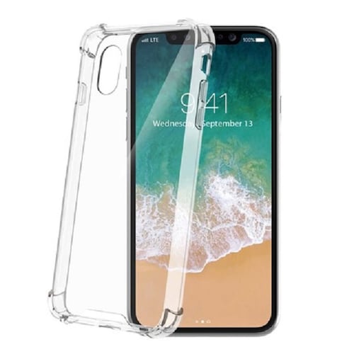  Iphone X case transparente air cushion  incluye mica de cristal templado 9h 