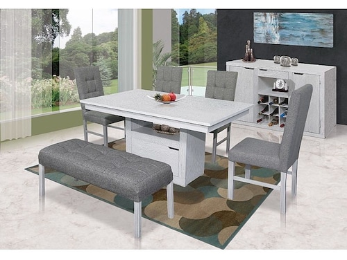 Comedor Belgica 6 SIllas Con Buffet Gris - Kessa.