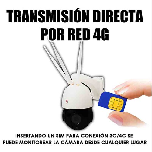 Cámara 4G CCTV Ip Ptz Video HD 1080p 2 Mp Ranura Sd Zoom 4x 