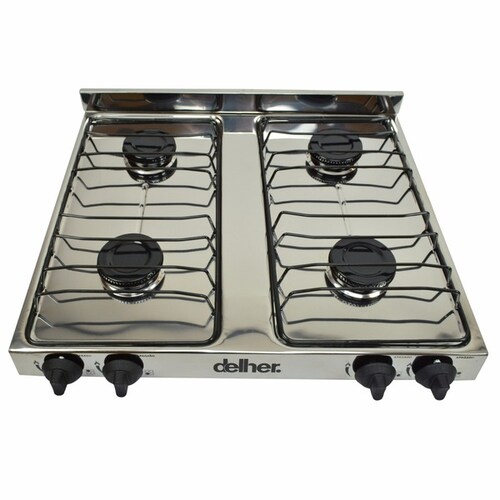 Parrilla de Mesa Delher Ps4qAi 4 quemadores Acero Inoxidable