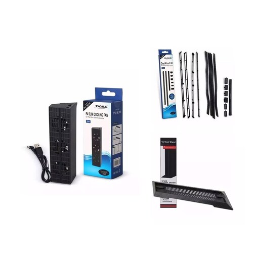 Ps4 Slim Combo Pack Enfriador + Cubre Polvo + Base Vertical