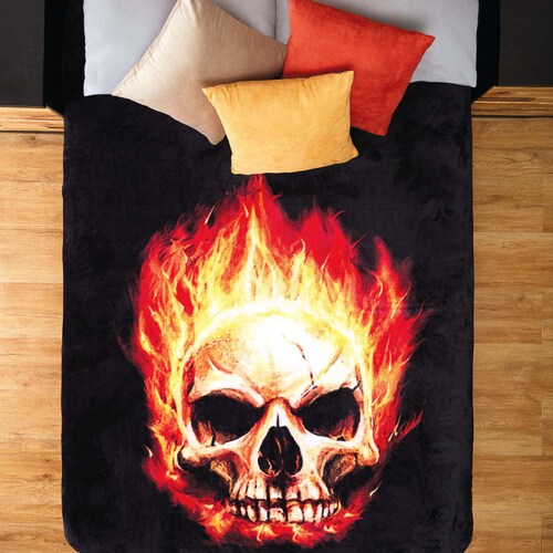 Frazada  Matrimonial Negro  Skull Calavera Elefantito Hogar