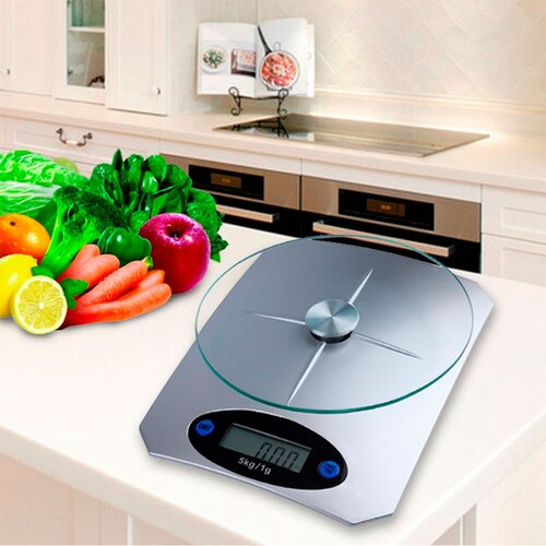 BÃ¡scula Digital De Cocina Alta PrecisiÃ³n Cristal Templado Silver