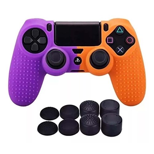 Ps4 Funda De Silicona Texturizada (Naranja Y Morado)