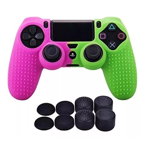 Ps4 Funda De Silicona Texturizada (Rosa Y Verde)