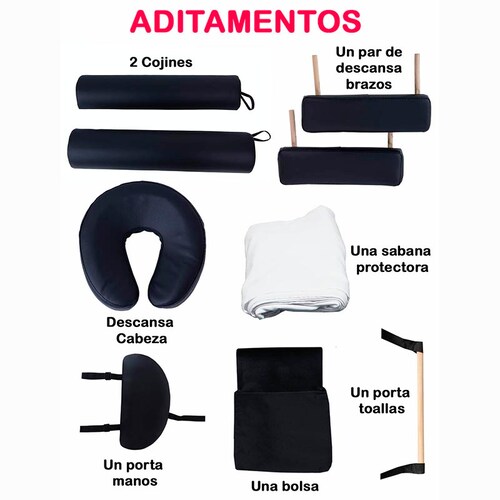 Cama De Masaje Premium Camilla Spa Portatil Reclinable Incluye Estuche Sabana Accesorios Nanofort