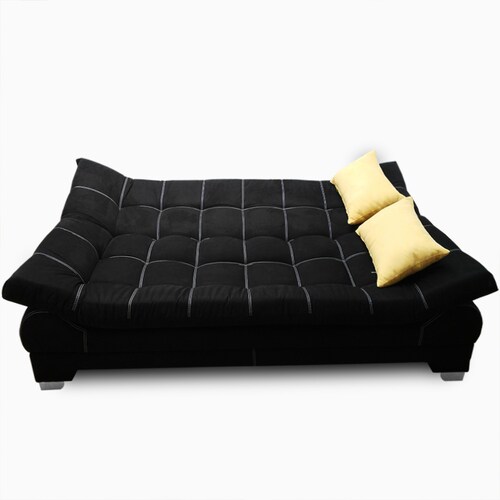 Sofá cama Nigeria suede Black + 02 cojines decorativos Maderian