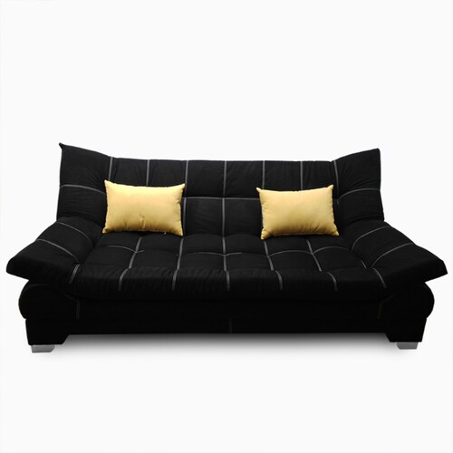 Sofá cama Nigeria suede Black + 02 cojines decorativos Maderian
