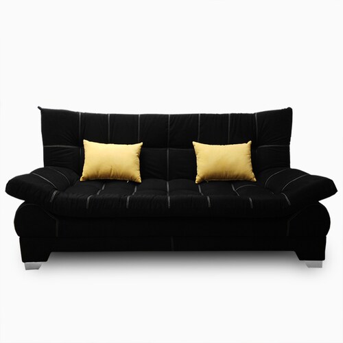 Sofá cama Nigeria suede Black + 02 cojines decorativos Maderian