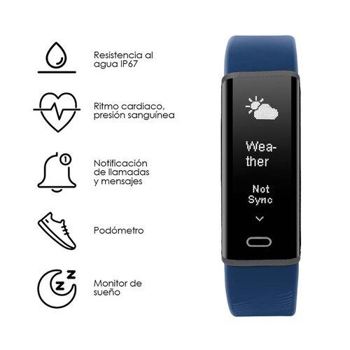Redlemon Pulsera Inteligente Fitband Sport Contra Agua, Monitor Ritmo Cardiaco, Notificaciones Android iOS