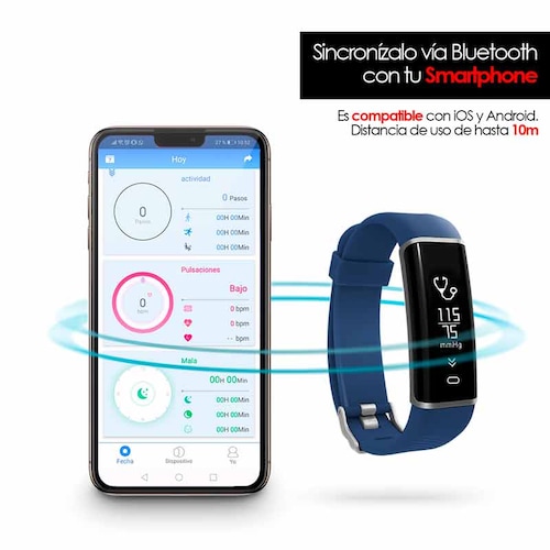 Redlemon Pulsera Inteligente Fitband Sport Contra Agua, Monitor Ritmo Cardiaco, Notificaciones Android iOS