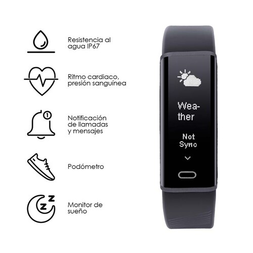 Redlemon Pulsera Inteligente Fitband Sport Contra Agua, Monitor Ritmo Cardiaco, Notificaciones Android iOS