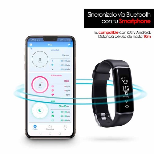 Redlemon Pulsera Inteligente Fitband Sport Contra Agua, Monitor Ritmo Cardiaco, Notificaciones Android iOS
