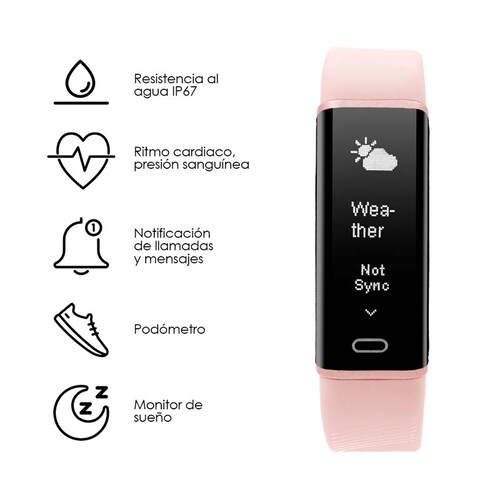 Redlemon Pulsera Inteligente Fitband Sport Contra Agua, Monitor Ritmo Cardiaco, Notificaciones Android iOS