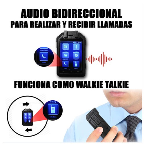 Body Cam Conexion 4g Bluetooth Gps Wifi Pantalla Tactil Ptt