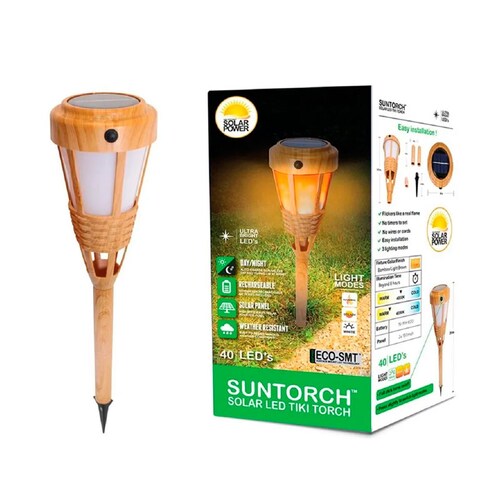Lampara Solar Tipo Antorcha 40 Leds Para Jardin Impermeable