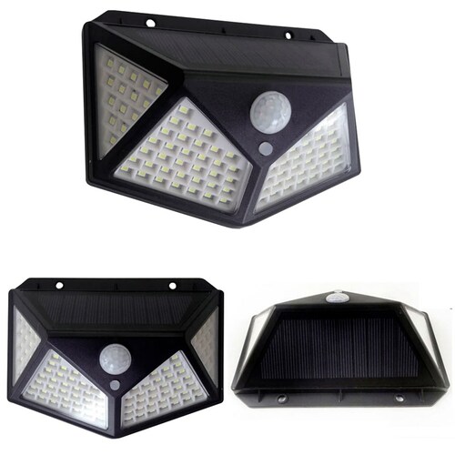 Lámpara Solar Con 100 Leds Sensor De Movimiento Impermeable