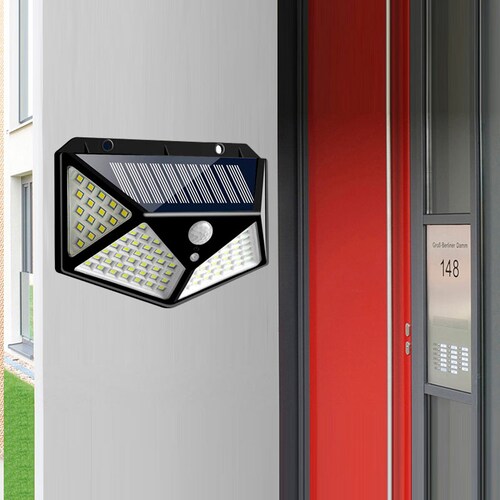 Lámpara Solar Con 100 Leds Sensor De Movimiento Impermeable