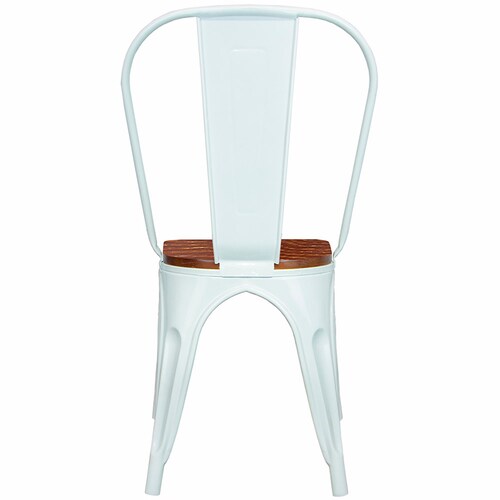 Silla Tolix Blanca Asiento Madera Natural Silla Comedor Vintage