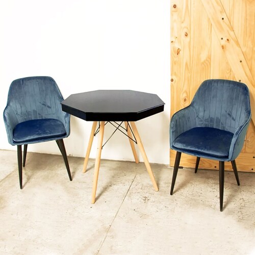 Sillon Eames Kit Sillones Tapizados  4 Sillas Vintage Cafeteria Comedor Azul