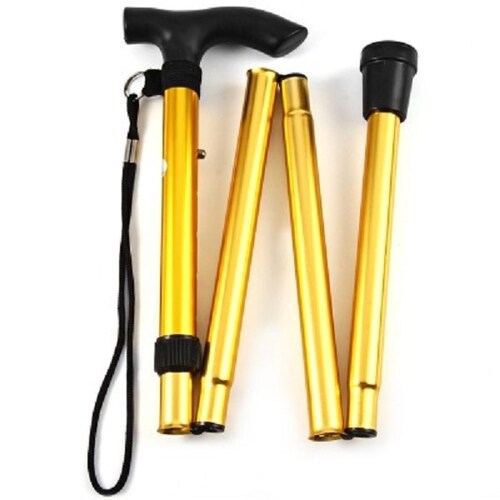 Baston Plegable De Metal Aluminio Con Altura Regulable Color Oro