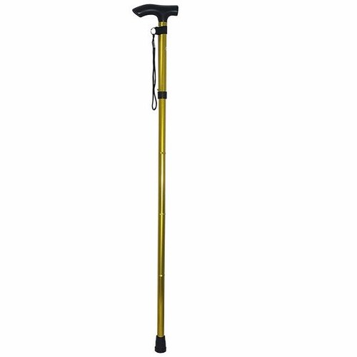 Baston Plegable De Metal Aluminio Con Altura Regulable Color Oro