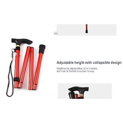 Baston Plegable De Metal Aluminio Con Altura Regulable Color Oro
